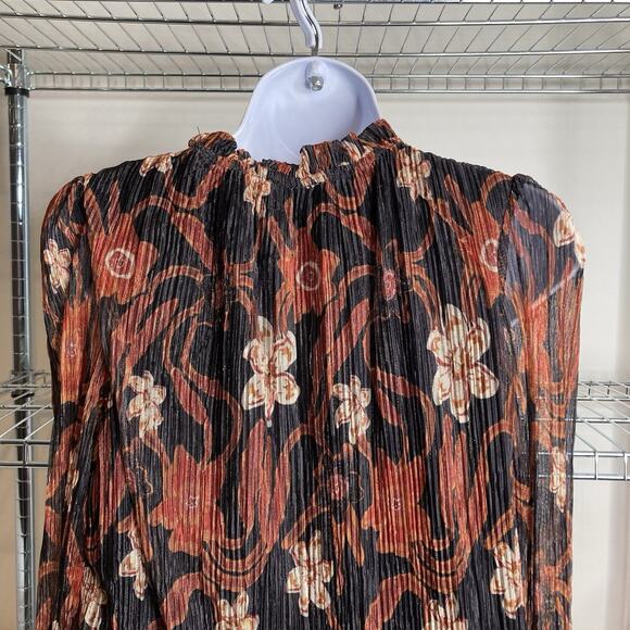 Joie Women's Floral Pleated Blouse Size M Victorian Whimsigoth Old Money‎ Career - Picture 10 of 11